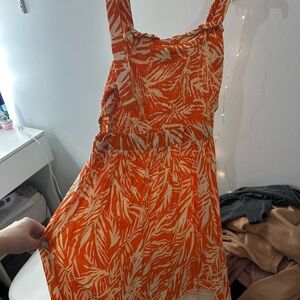 Orange printed maxi dress